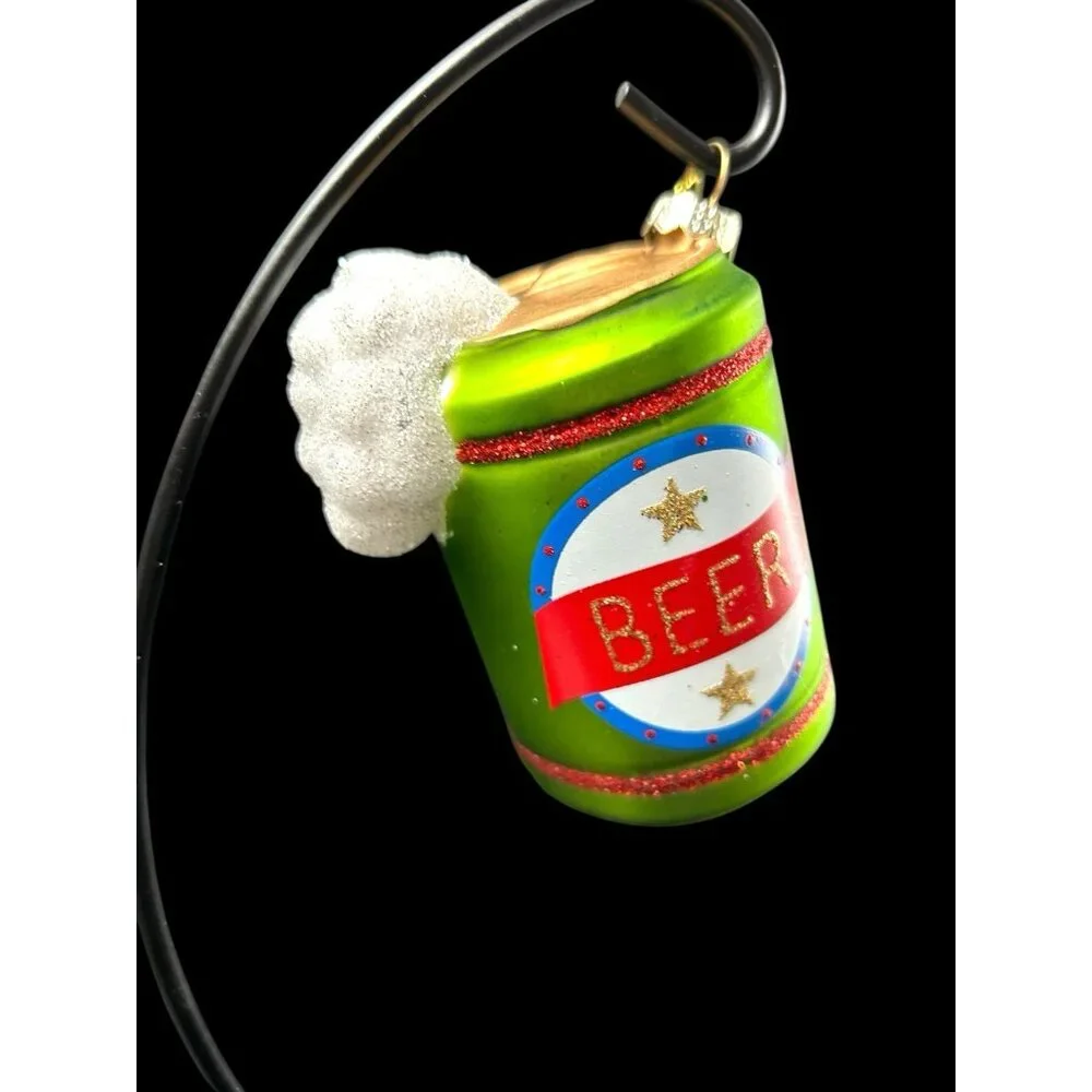 Blown Glass Glitter Foaming Beer Can Christmas Ornament 2022 Target Wondershop